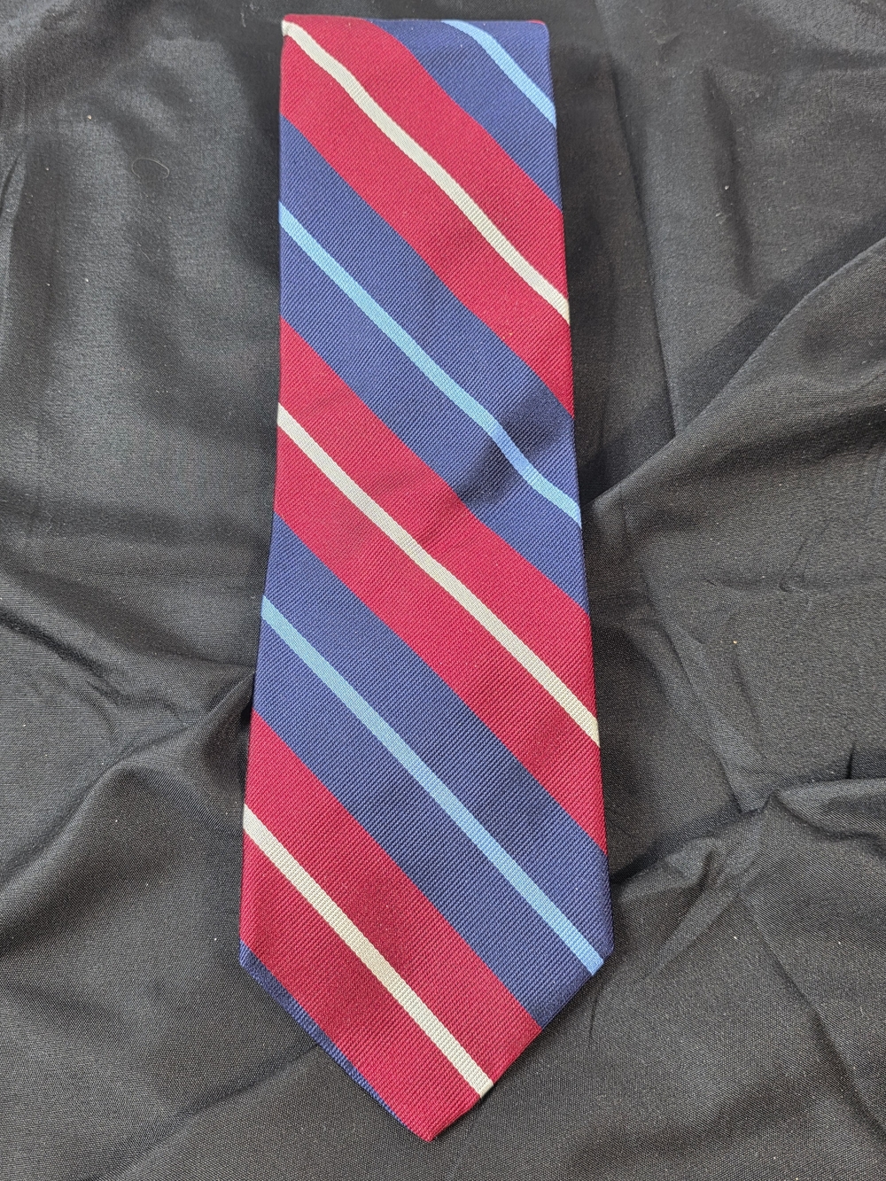 Brooks Brothers Makers All Silk USA Made Rep Stripe Tie Red Blue Preppy 57